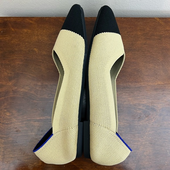 New tan and black color block square toe knit slip on flats size 8.5 - Picture 11 of 13